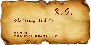 Kálnay Irén névjegykártya